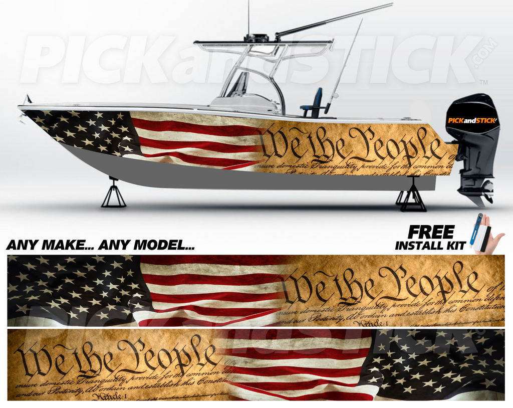 American We the People Pontoon Boat Wrap 3M DIY Decal Air