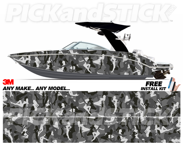 Trucker Girl Army Camo Kayak Vinyl Wrap cheapest Kit Graphic Decal/Sticker 12ft and 14ft